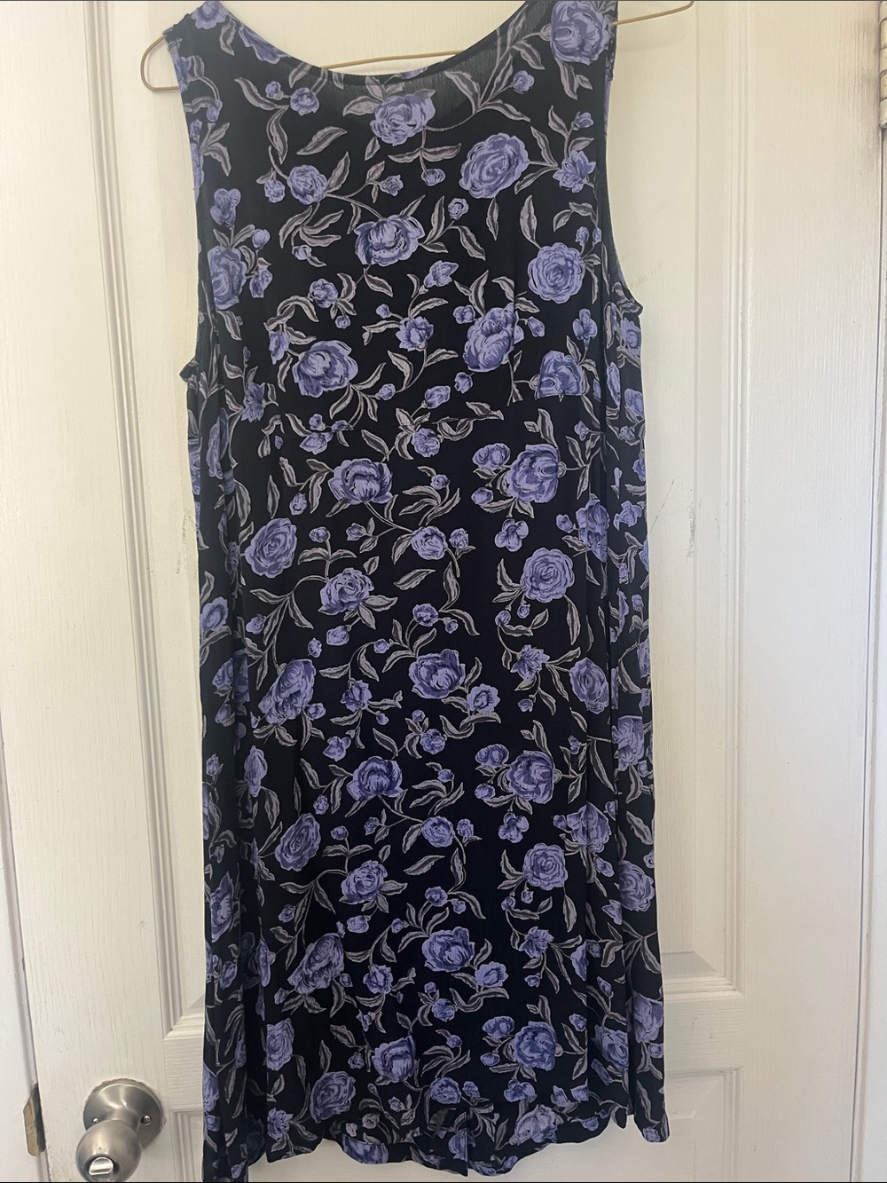 Vintage 1990’s Black Midi Dress with Lavender Floral Print